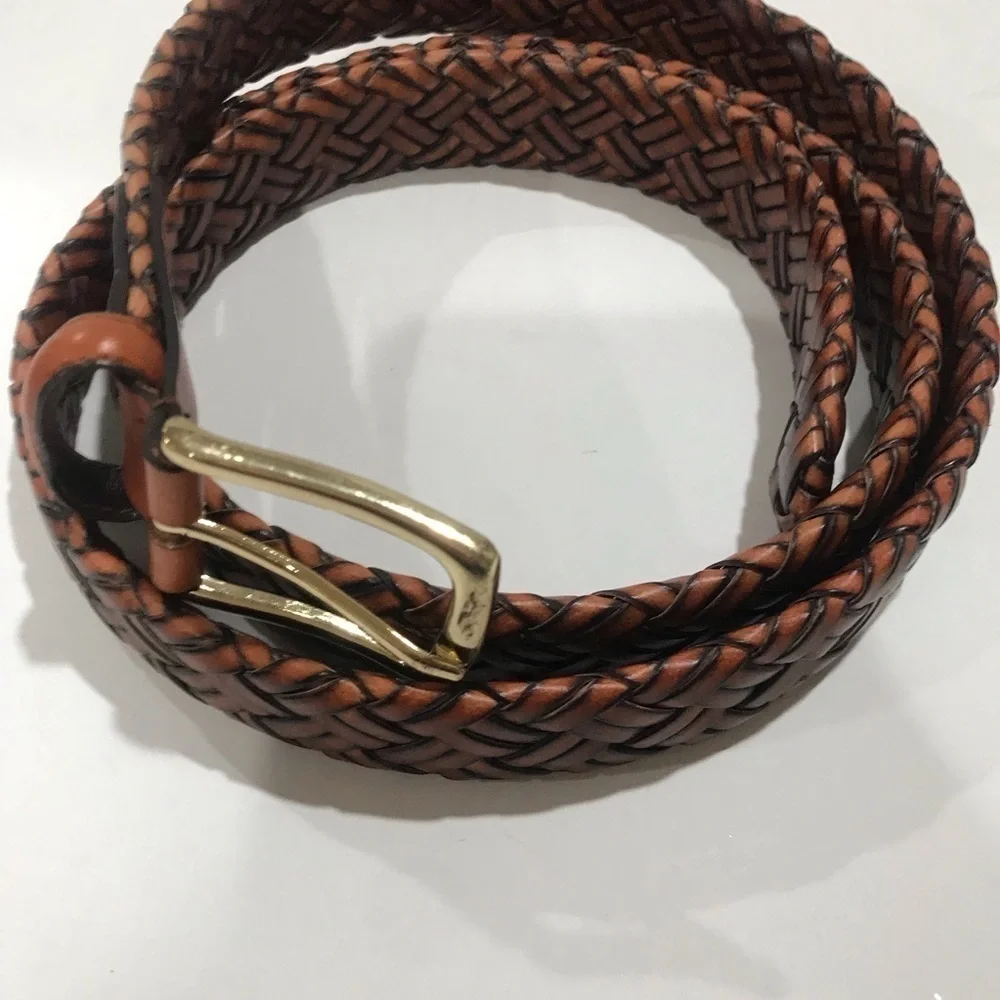 Unbranded bonded leather braided belt brown size 42 XL
